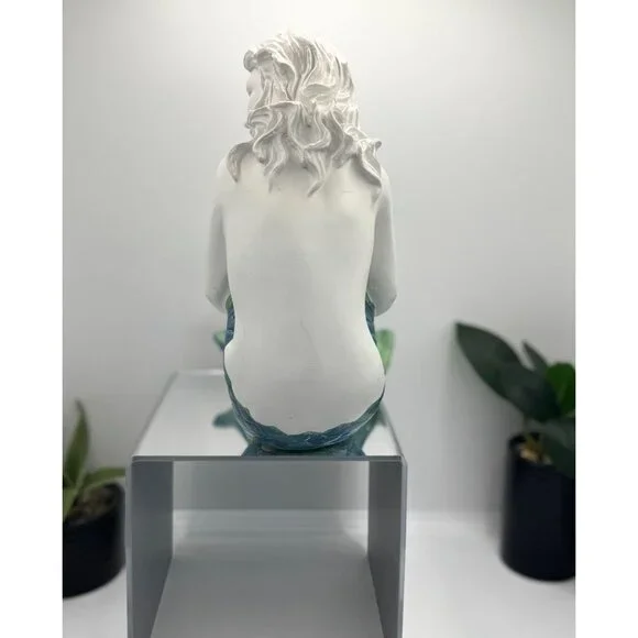 Hand Painted Mermaid Sculpture Figurine Nautical Home Decor - Picture 4 of 8